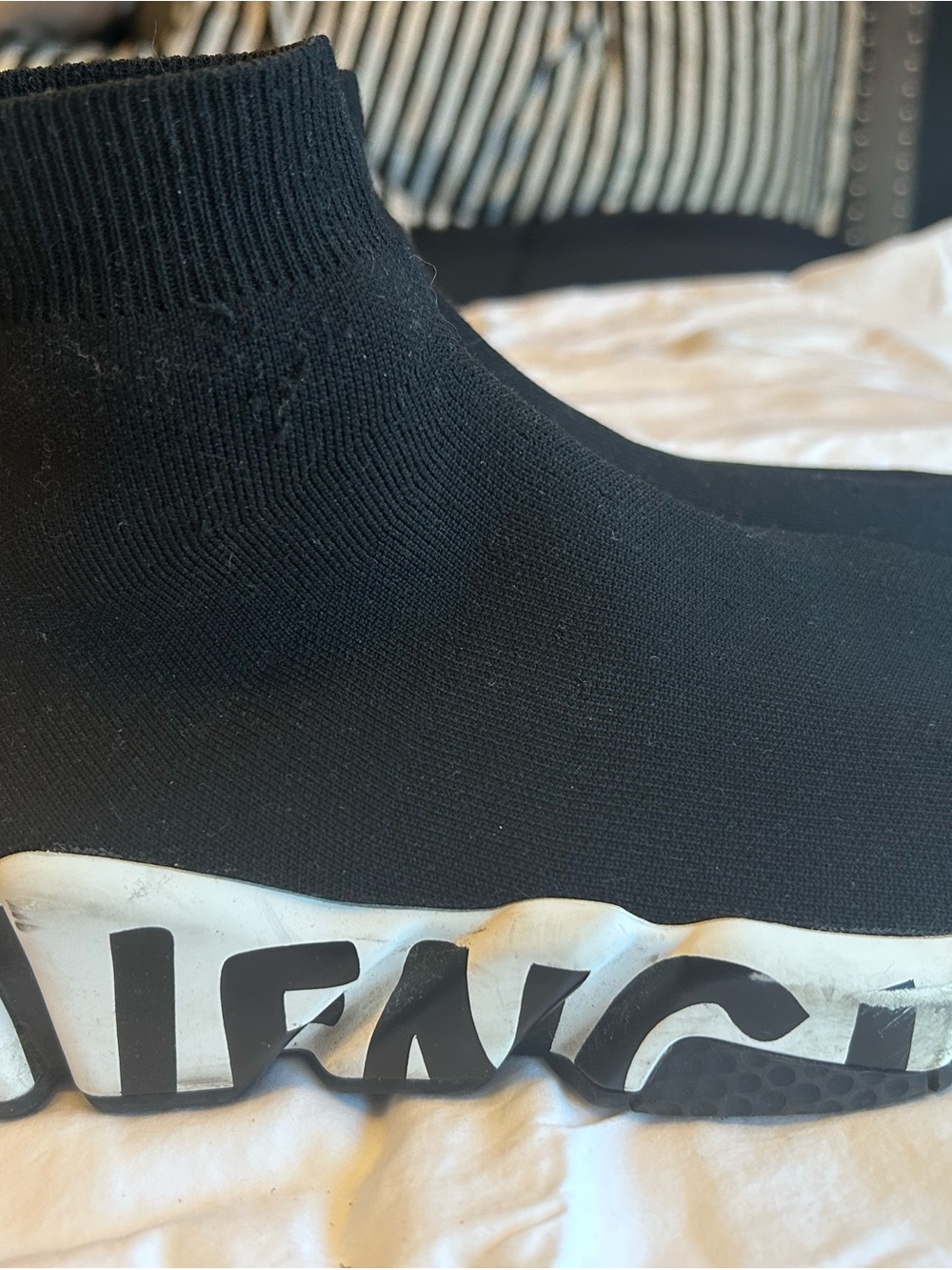 Balenciaga Black Sock Runner Sneakers with White Soles - Picture 2 of 4